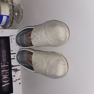 Wedding Toms- pure sparkly white toms, wedding edition, size 7, wore once